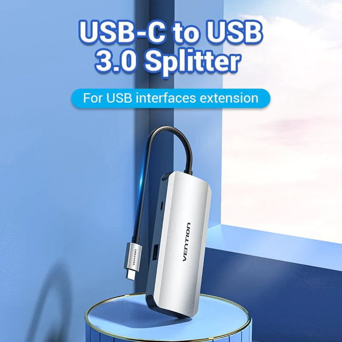 Vention TNAHB Hub USB Tipo-C con 4 Puertos USB, Micro USB y Carga PD
